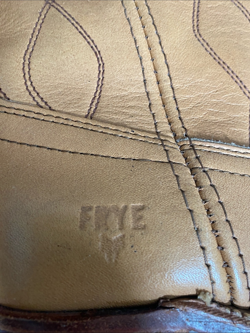 Frye Woman’s Tan Leather Western Boots with Decorative Stitching - Picture 8 of 8